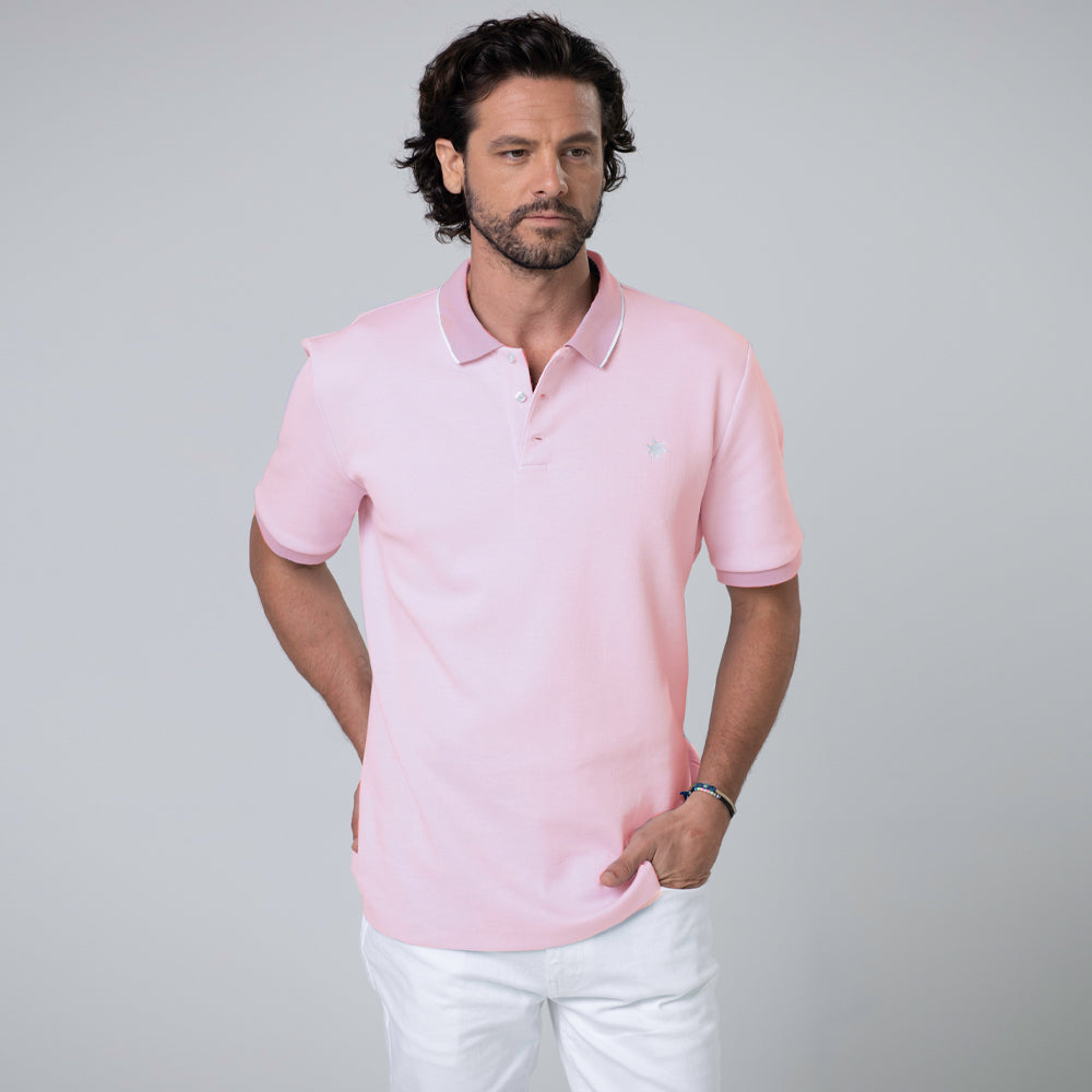 clothing brand, polo shirt, mens clothing, Miami, Flamingo (Pink)