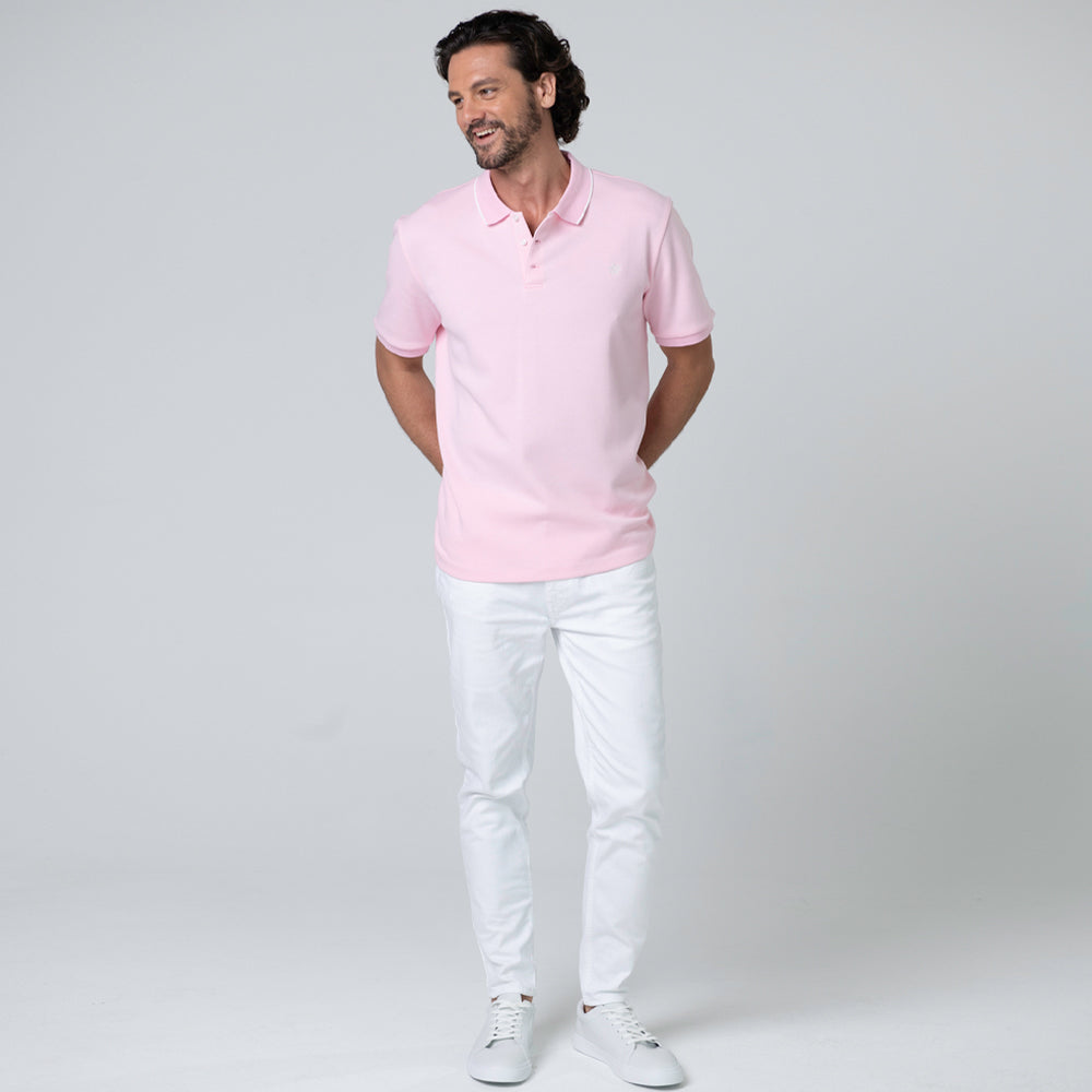 clothing brand, polo shirt, mens clothing, Miami, Flamingo (Pink)