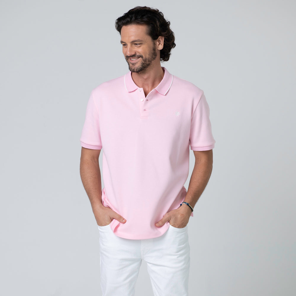 clothing brand, polo shirt, mens clothing, Miami, Flamingo (Pink)